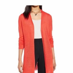 Open-Front Coral Halogen Women's Cardigan